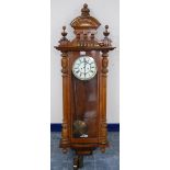 Gustav Becker (German) Walnut cased Vienna wall clock, c. late 19th/early 20th century, the twin