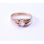 Diamond solitaire ring, approximately .65ct, in gold split shank setting, 1896, size O½.