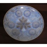French opalescent dish in the style of Sabino with all over moulded floral decoration, 31.5cm