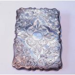 Engraved silver card case, Birmingham 1868, 55.1g or 1.94oz.
