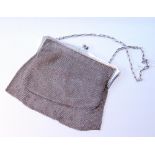 Silver mesh purse, inscribed and dated 1917, 321g.