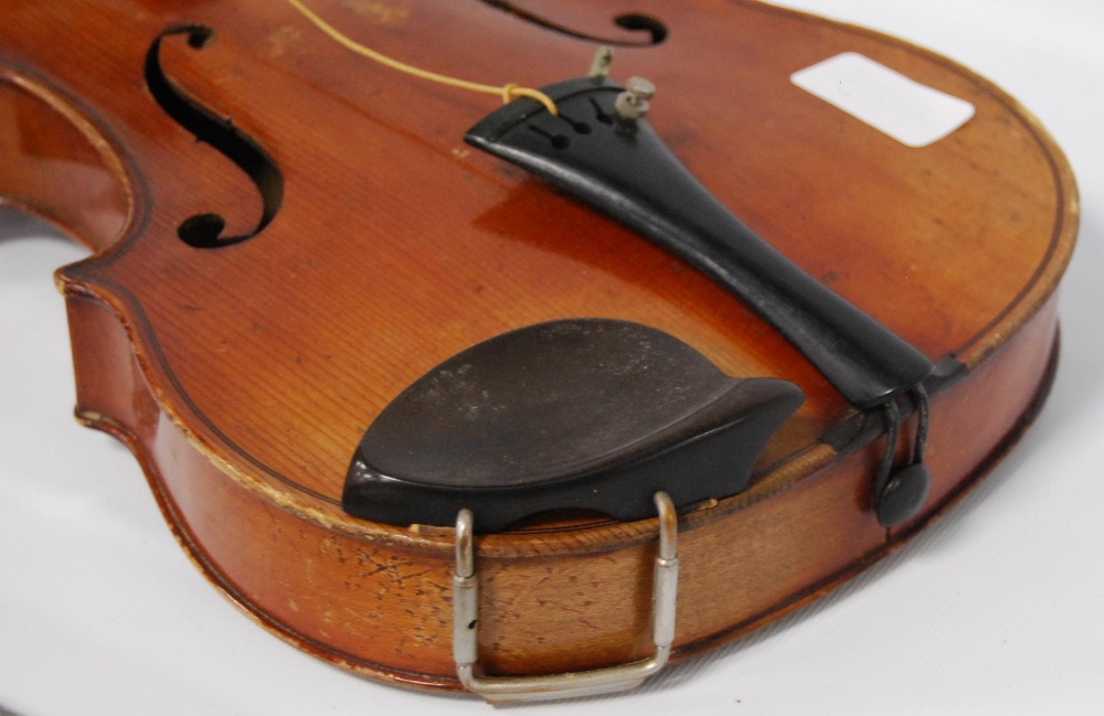 Antique violin with single-piece back and copy Antonio Stradivarius label, dated 1721, 35cm long, - Image 8 of 14