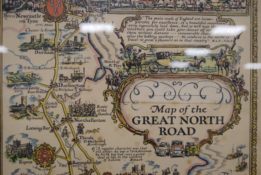 Pratt's High Test Map of the Great North Road, AE Taylor, 1930, approximately 81.5cm x 30cm, - Image 2 of 5