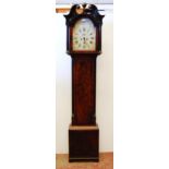 Georgian eight day mahogany inlaid longcase clock, c. early 19th century, the 12in painted dial with