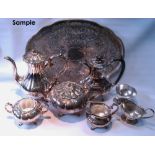 EP coffee set, various trays, an entrée dish and other EP wares.