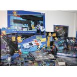 Gerry Anderson's Space Precinct 2040. Shelf of collectables to include Electronic Police Cruiser