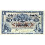 THE ROYAL BANK OF SCOTLAND one pound £1 banknote 15th October 1928, D Speed, hand signed by the