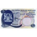 THE ROYAL BANK OF SCOTLAND LIMITED five pound £5 banknote 15th July 1970, A/19 566890, Burke, UNC,