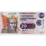 CLYDESDALE BANK PLC twenty pound £20 banknote 30th September 1997, low serial number C/HG 000164,
