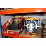 Doctor Who. Shelf of collectables to include boxed Judoon Trooper Sound FX Helmet, Dalek Sec