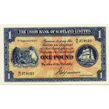 THE UNION BANK OF SCOTLAND LIMITED one pound £1 banknote, 1st September 1953, G/11 270035, Morrison,