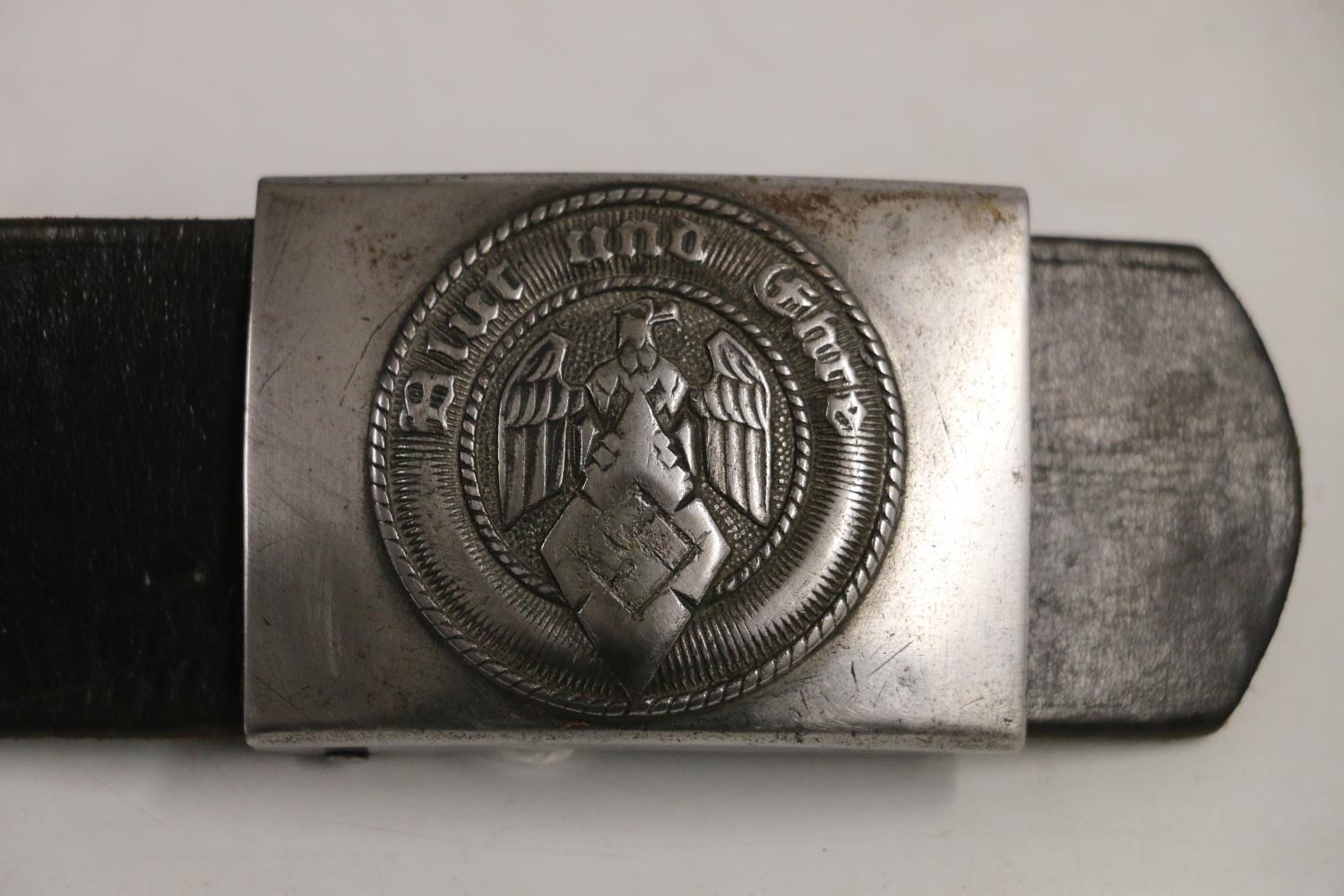 WWII Nazi German Hitler Youth steel belt buckle with 'Blut und Ehre' moto, the swastika - Image 2 of 4