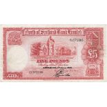 NORTH OF SCOTLAND BANK LIMITED five pound £5 banknote 1st July 1944, CE 071066, Webster, aVF,
