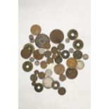 Collection of eastern coinage to include INDIA one rupee 1912, half rupee 1913, copper paisa, silver