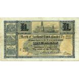 NORTH OF SCOTLAND BANK LIMITED one pound £1 banknote 1st March 1926 Mitchell Stuart and hand