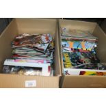 Two boxes of a extensive collection of DC Comics to include Superman, Batwing, Catwoman, etc (over