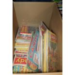 Box containing Jack and Jill magazines, Candy magazines and annuals.