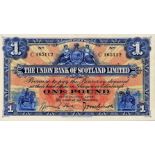 THE UNION BANK OF SCOTLAND LIMITED one pound £1 banknote, 3rd October 1927, C165112, Hird and