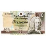 THE ROYAL BANK OF SCOTLAND PLC, consecutive run of five ten pound £10 banknotes, 20th December 2007,