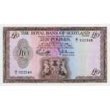 THE ROYAL BANK OF SCOTLAND LIMITED ten pound £10 banknote 19th March 1969, A/1 322340, Burke and