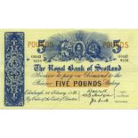 THE ROYAL BANK OF SCOTLAND five pound £5 banknote 1st February 1954, G6443 8410, hand signed Watt,