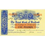 THE ROYAL BANK OF SCOTLAND five pound £5 banknote 1st July 1952, hand signed Thomson and Dick,