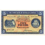 THE UNION BANK OF SCOTLAND LIMITED five pound £5 banknote 3rd November 1952, B744/195, Morrison,