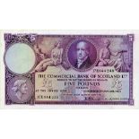 THE COMMERCIAL BANK OF SCOTLAND LIMITED five pound £5 banknote 2nd January 1954 17E044249,