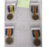 Four WWI Victory medals including 1327 Corporal J H Hecker 29th Battalion Australian Imperial