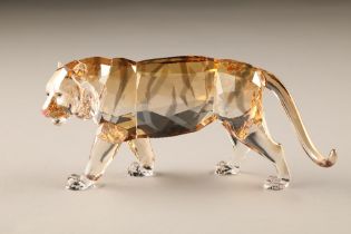 Swarovski crystal figure group, 'Endangered Wildlife' tiger, boxed, length 18cm, height 8.5cm