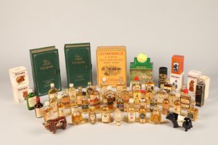 Collection of eighty-nine whisky miniatures, two sets of The Malt encyclopaedia Beneagles ceramic