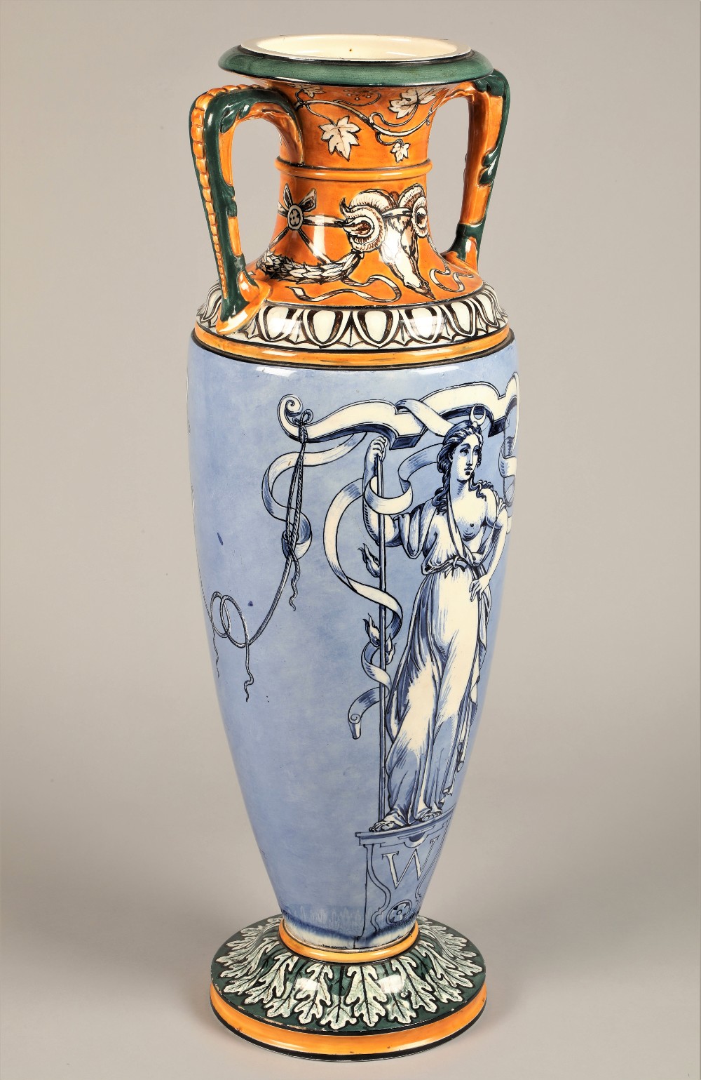 Large Wedgwood queensware vase painted by Emile Lessore of signature baluster form, the floral neck - Image 3 of 9