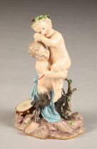 19th Century German Meissen figure of fauns, height 19cm