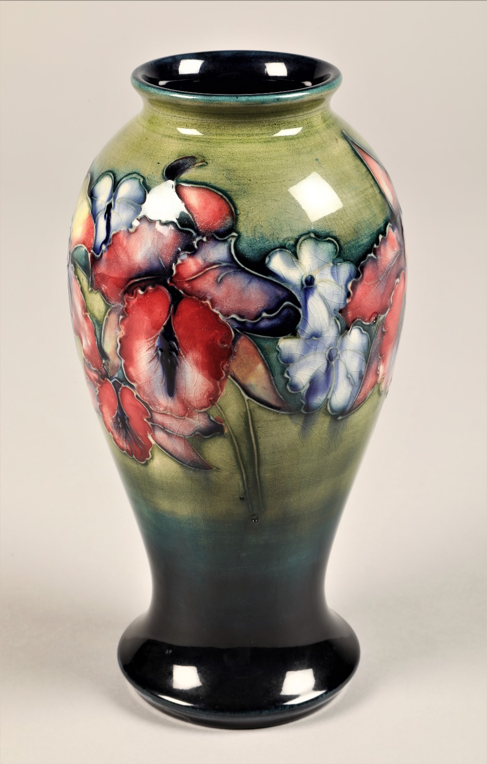 Moorcroft pottery vase, baluster form, decorated with orchid pattern, signed and incised - Image 2 of 7