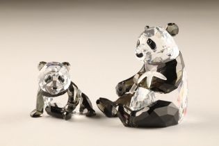 Swarovski crystal figure group, 'Endangered Wildlife' pandas, height 9cm
