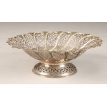 Victorian pierced silver cake basket, decorated with embossed beadwork scrolls, assay marked