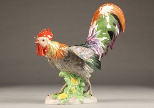 Dresden porcelain cockerel figure, stamped Dresden incised K103321, height 30cm