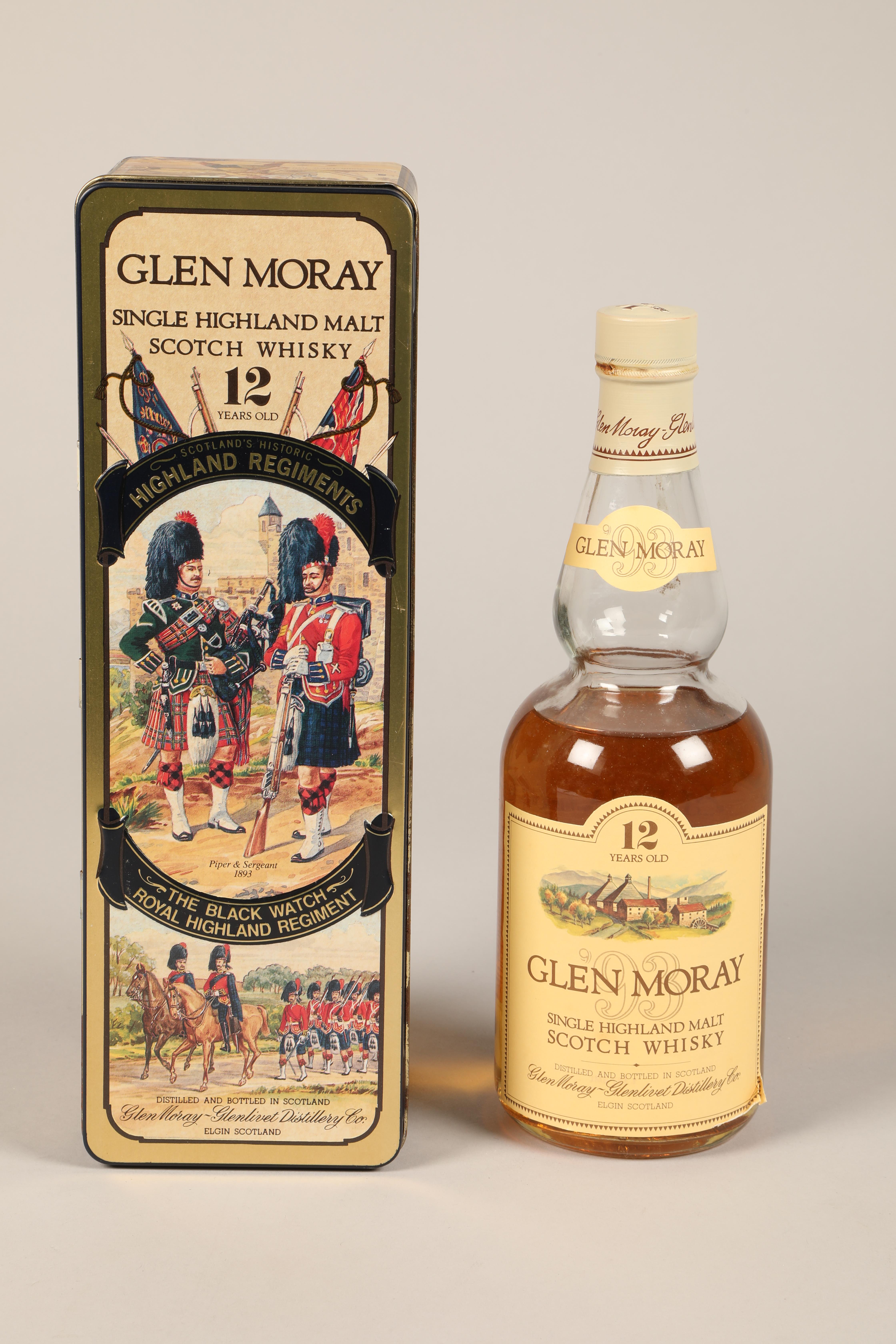 Glenmoray Single 12 year old Highland Scotch Whisky, 'Scotland's Historic Highland Regiment' The