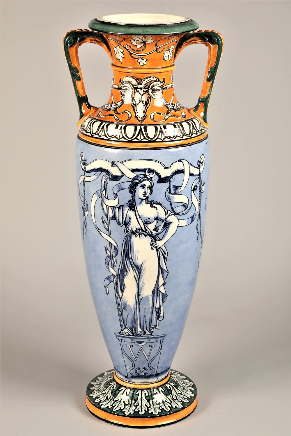 Large Wedgwood queensware vase painted by Emile Lessore of signature baluster form, the floral neck - Image 4 of 9