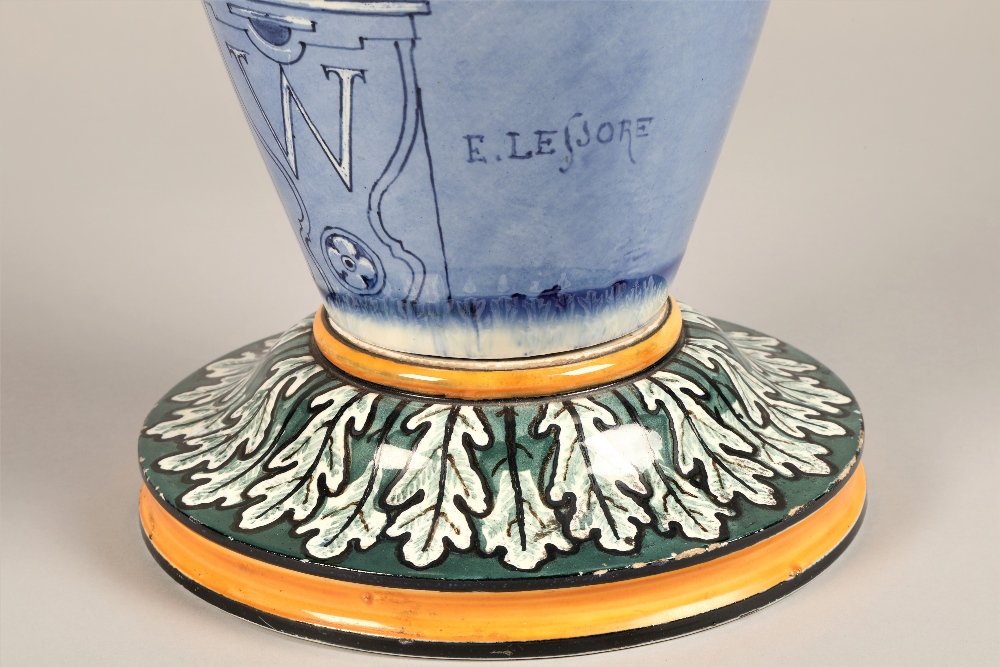 Large Wedgwood queensware vase painted by Emile Lessore of signature baluster form, the floral neck - Image 5 of 9