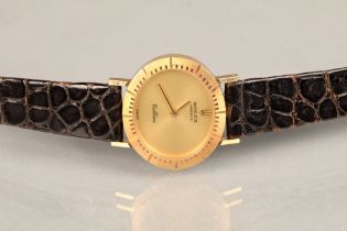 Ladies 18ct gold Rolex Cellini wrist watch, on a brown leather Rolex strap, model No 4081, serial No