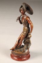 Bronze lady figure, holding a parasol, titled 'Sur La Plage' signed Baillien, height 28cm