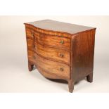 George III mahogany serpentine fronted chest of three graduated drawers, length 115cm, width 59cm,