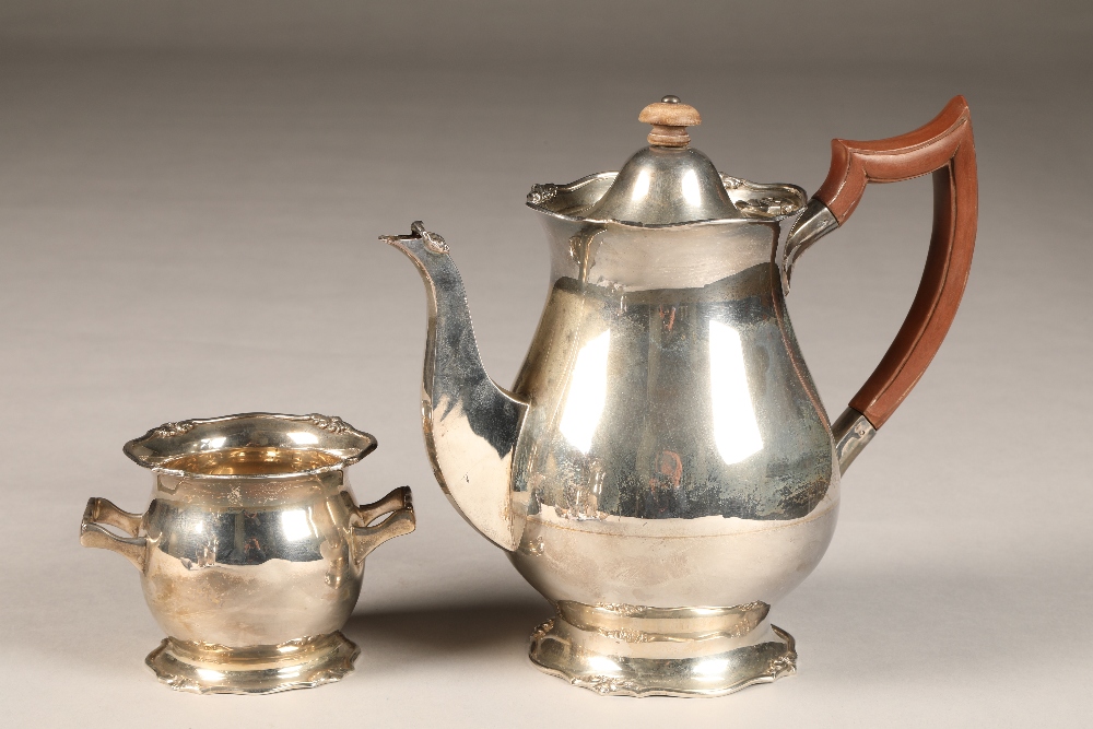 1920's four piece silver tea service, assay marked Birmingham 1929 Charles Green and Co, total - Image 3 of 4