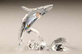 Swarovski crystal figure Paikea, whale, boxed, height 16cm