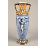 Large Wedgwood queensware vase painted by Emile Lessore of signature baluster form, the floral neck
