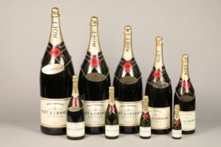 Brut Imperial Moet and Chandon champagne Full complete range of bottles which include Nebuchadnezzer