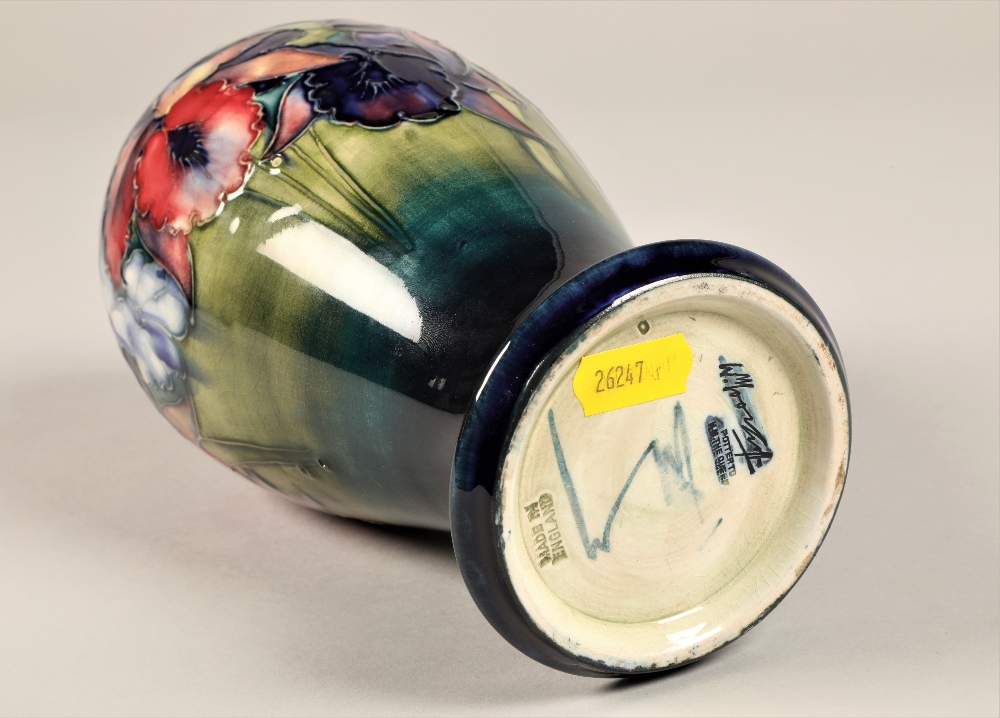 Moorcroft pottery vase, baluster form, decorated with orchid pattern, signed and incised - Image 6 of 7