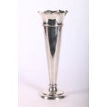 Edward VII silver bud vase of tapering form and weighted, hallmarked William Comyns & Sons, London