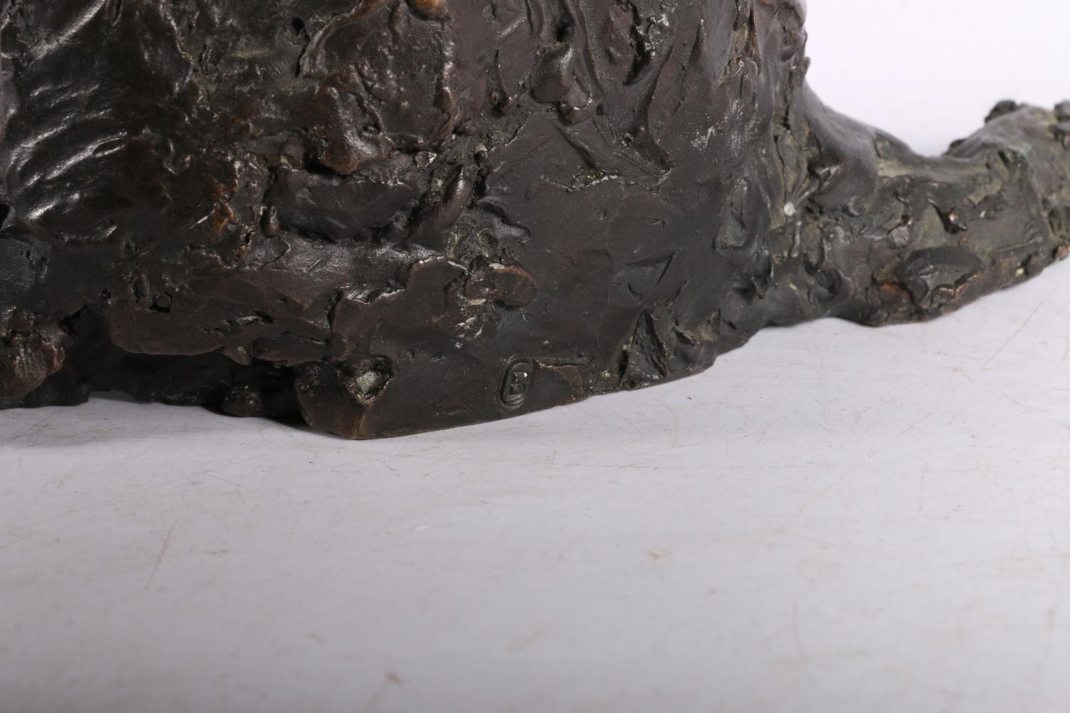 Heavy bronze sculpture of seated lurcher, signed with monogram B, 29cm tall. - Image 5 of 5